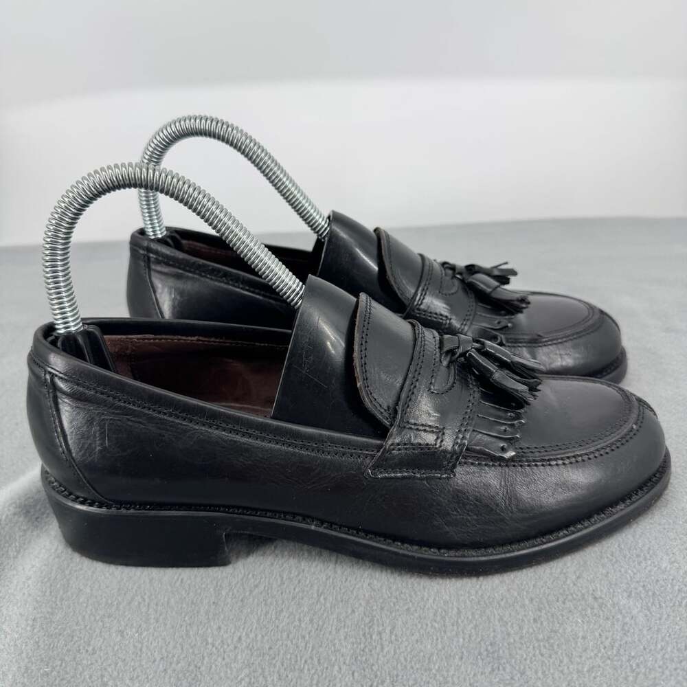 Bally Begonia Womens 37.5 Black Leather Kiltie Tassel Loafers Made Italy